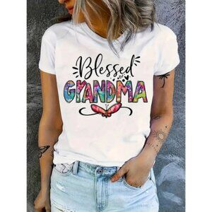 "Blessed Grandma" - Comfy, Casual Short Sleeve Crew Neck Women's T-shirt